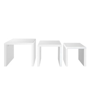 High Gloss White Set of 3 Nesting Tables Coffee Side Table - Dodosales