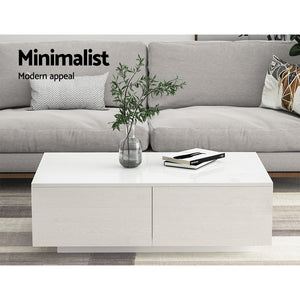 High Gloss Modern Coffee Table 4 Storage Drawers Living Room Furniture White - Afterpay - Zip Pay - Dodosales -