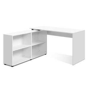 Office Computer Desk With Storage Corner Study Table Workstation Bookcase White - Dodosales