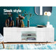 130cm High Gloss Front TV Stand Entertainment Unit Storage Cabinet Tempered Glass Shelf White - Dodosales