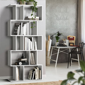 5 Tier Display Unit Book Storage Shelf Stand Bookshelf Bookcase White - Dodosales