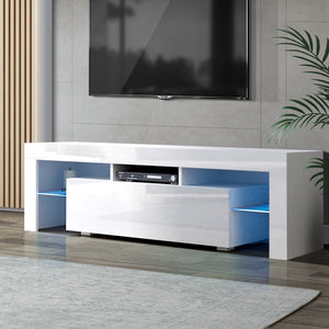 130cm RGB LED TV Stand Cabinet Entertainment High Gloss Front Unit Furniture Drawer - Dodosales