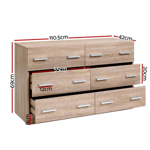 Bedroom Dresser Chest Of drawer 6 Drawers Lowboy Storage Furniture Cabinet Wood - Dodosales