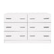 Bedroom Dresser Chest Of drawer 6 Drawers Lowboy Storage Furniture Cabinet White - Dodosales