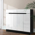 120cm High Gloss Cabinet Shoe Storage Rack Cupboard White Drawers - White & Black