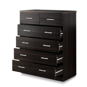 Chest Of drawer 6 Drawers Tallboy Storage Bedroom Furniture Walnut - Dodosales