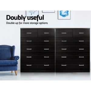 Chest Of drawer 6 Drawers Tallboy Storage Bedroom Furniture Walnut - Dodosales