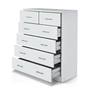 Chest Of drawer 6 Drawers Tallboy Storage Bedroom Furniture White - Dodosales