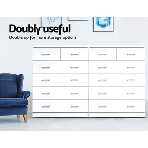 Chest Of drawer 6 Drawers Tallboy Storage Bedroom Furniture White - Dodosales