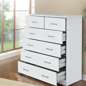 Chest Of drawer 6 Drawers Tallboy Storage Bedroom Furniture White - Dodosales