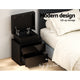 High Gloss Bedside Table Drawers RGB LED Nightstand Black
