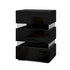 High Gloss Front Bedside Table Nightstand 3 Drawers RGB LED Black