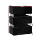 High Gloss Front Bedside Table Nightstand 3 Drawers RGB LED Black - Dodosales