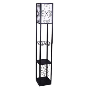 z Floor Lamp Wine Rack Shelf Metal Etagere Standing Light Reading Storage Bedroom - Dodosales