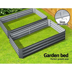 2x Galvanised Steel Raised Garden Bed Instant Planter Grey 150cmx90cm - Afterpay - Zip Pay - Dodosales -