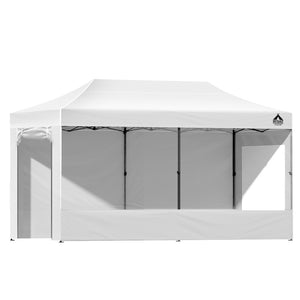 3x6m Pop Up Gazebo Marquee Folding Wedding Tent Wall Shade White