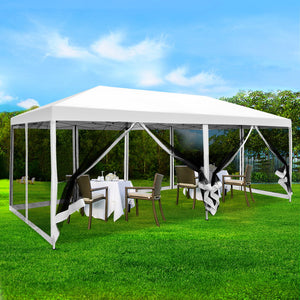 3x6m Pop Up Gazebo Party Wedding Event Marquee Tent Shade Canopy Mesh Walls - Dodosales