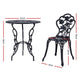 Black Bistro 3PC Outdoor Setting Cast Aluminium Garden Table Chair Patio - Dodosales