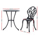 Garden 3PC Outdoor Setting Cast Aluminium Bistro Table Chair Patio Black - Dodosales