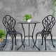 Garden 3PC Outdoor Setting Cast Aluminium Bistro Table Chair Patio Black - Dodosales