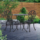 Garden 3PC Outdoor Setting Cast Aluminium Bistro Table Chair Patio Black - Dodosales