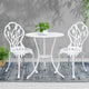 Garden 3PC Outdoor Setting Cast Aluminium Bistro Table Chair Patio White - Dodosales