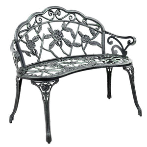 z Vintage Style Garden Bench Fer Forge French Wrought Iron Look Seat Green - Dodosales