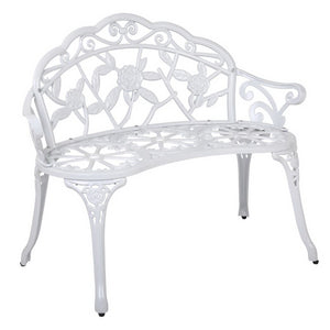 Vintage Style Garden Bench Fer Forge French Wrought Iron Look Seat White - Dodosales