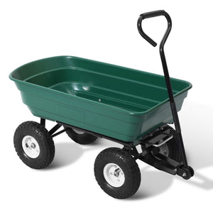 75L Garden Dump Cart Wheel Barrow Wheelbarrow Nursery Green - Dodosales
