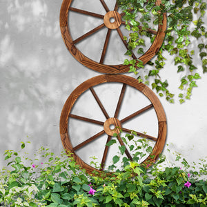 2 x Wagon Wheel Garden Decor Rustic Charm Indoor Outdoor Weatherproof 60cm