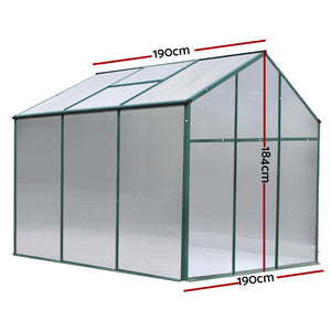 Polycarbonate Aluminium Greenhouse Poly Green Hot Shade House Garden Shed 1.9x1.9M