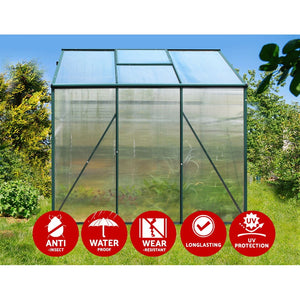 Polycarbonate Aluminium Greenhouse Poly Green Hot Shade House Garden Shed 1.9x1.9M