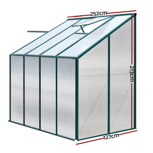 z Polycarbonate Aluminium Greenhouse Poly Green Hot Shade House Garden Shed 2.52x1.27M