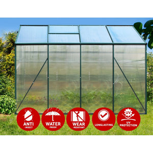 z Polycarbonate Aluminium Greenhouse Poly Green Hot Shade House Garden Shed 2.52x1.9M