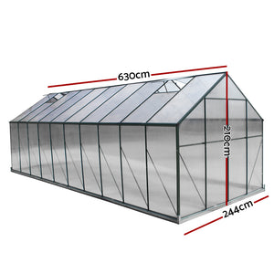 Aluminium Greenhouse Polycarbonate Green House Garden Shed Nursery House 6.3M