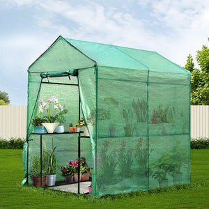 Walk In Greenhouse Hot Shade  House Planting Room Seedling Storage Green 1.9X1.2M - Dodosales
