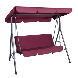 3 Seater Swing Chair Outdoor Hammock Garden Canopy Bench Seat Backyard Wine Red - Dodosales