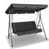 3 Seater Outdoor Swing Chair Canopy Shade Garden Seating Black