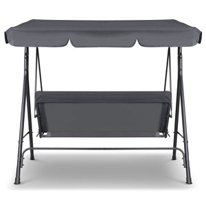3 Seater Garden Swing Chair Canopy Shade Outdoor Seating Grey - Dodosales