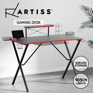 Gaming Desk Computer Desks Table Storage Shelves Study Home Ofiice 105CM
