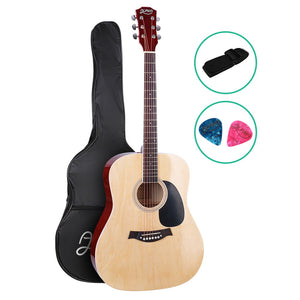 41" Inch Wooden Acoustic Cutaway Guitar Natural Wood Musical Instrument - Dodosales
