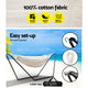 z Hammock Bed with Steel Frame Stand Cotton Fabric Sleep Seat Outdoors Free Standing - Dodosales