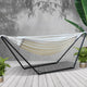 z Hammock Bed with Steel Frame Stand Cotton Fabric Sleep Seat Outdoors Free Standing - Dodosales