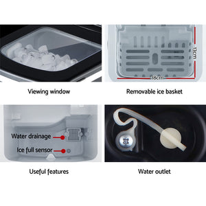 Portable Ice Cube Maker Machine 2L Home Commercial Benchtop Black - Dodosales