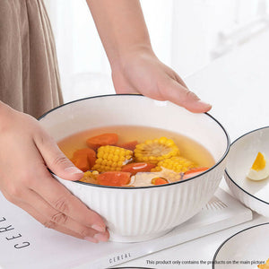 Japanese Style Ceramic Dinnerware Set Of 8 Plate Bowl Lead Free White - Dodosales