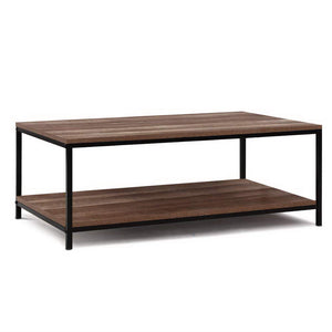 Metal Frame Coffee Table Wooden Rustic Open Shelf Industrial Style - Dodosales