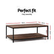 Metal Frame Coffee Table Wooden Rustic Open Shelf Industrial Style - Dodosales