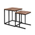 Set of 2 Nesting Tables Coffee Side Metal Frame Wooden Rustic Table