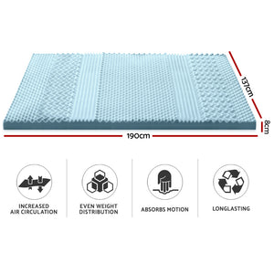 8cm Memory Foam Mattress Topper 7 Zone Cool Gel Bamboo - Double