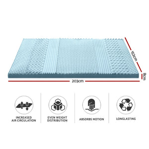 8cm Memory Foam Mattress Topper 7 Zone Cool Gel Bamboo - Queen